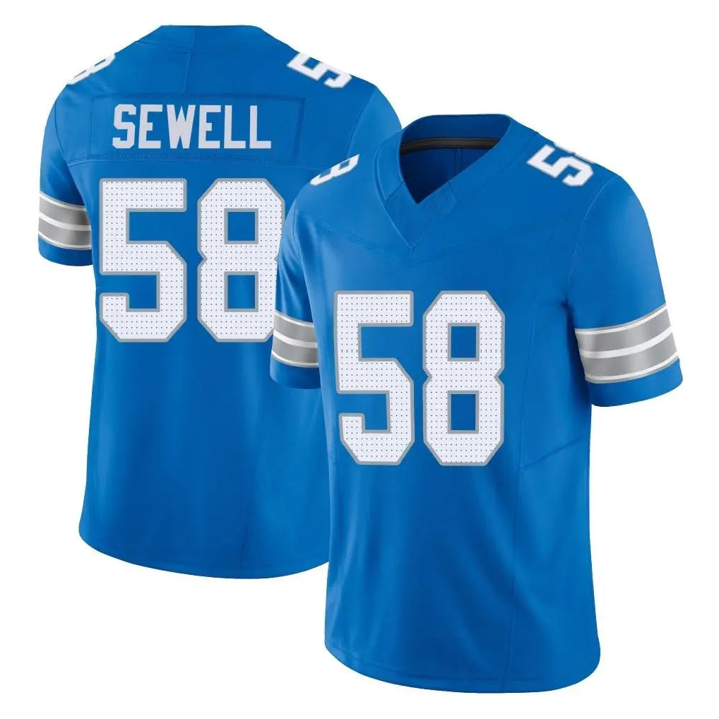 Vanessashop D.Lions #58 Penei Sewell Player Blue Limited Vapor F.U.S.E. Alternate Home Game Stitched Jerseys