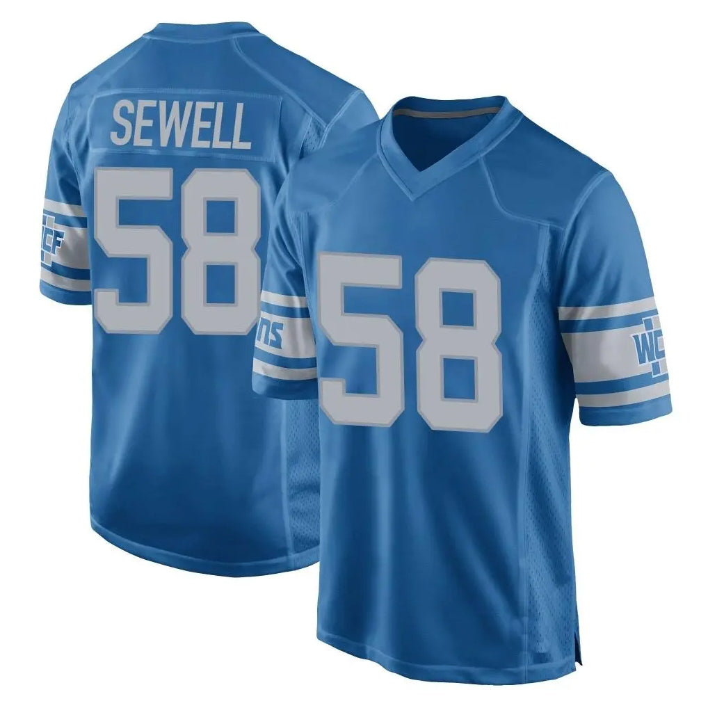Vanessashop D.Lions #58 Penei Sewell Player Blue Vapor Untouchable Throwback Game Stitched Jerseys