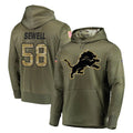 Vanessashop D.Lions #58 Penei Sewell Player Olive Salute to Service Pullover Hoodies Home Game Stitched Jerseys