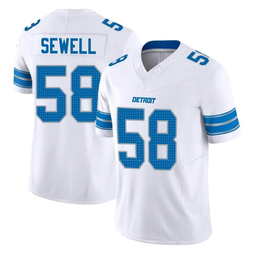 Vanessashop D.Lions #58 Penei Sewell Player White Limited Vapor F.U.S.E. Alternate Home Game Stitched Jerseys