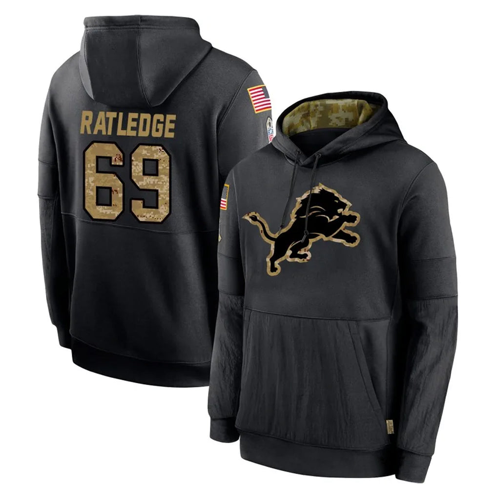 Vanessashop D.Lions #69 Tate Ratledge Player Black Impact Limited Home Game Stitched Jerseys