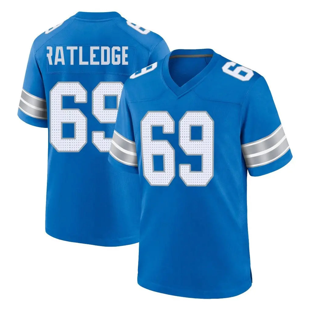 Vanessashop D.Lions #69 Tate Ratledge Player Blue Alternate Home Game Stitched Jerseys