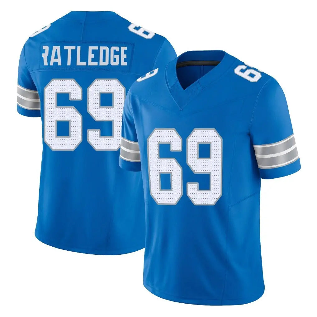 Vanessashop D.Lions #69 Tate Ratledge Player Blue Limited Vapor F.U.S.E. Alternate Home Game Stitched Jerseys