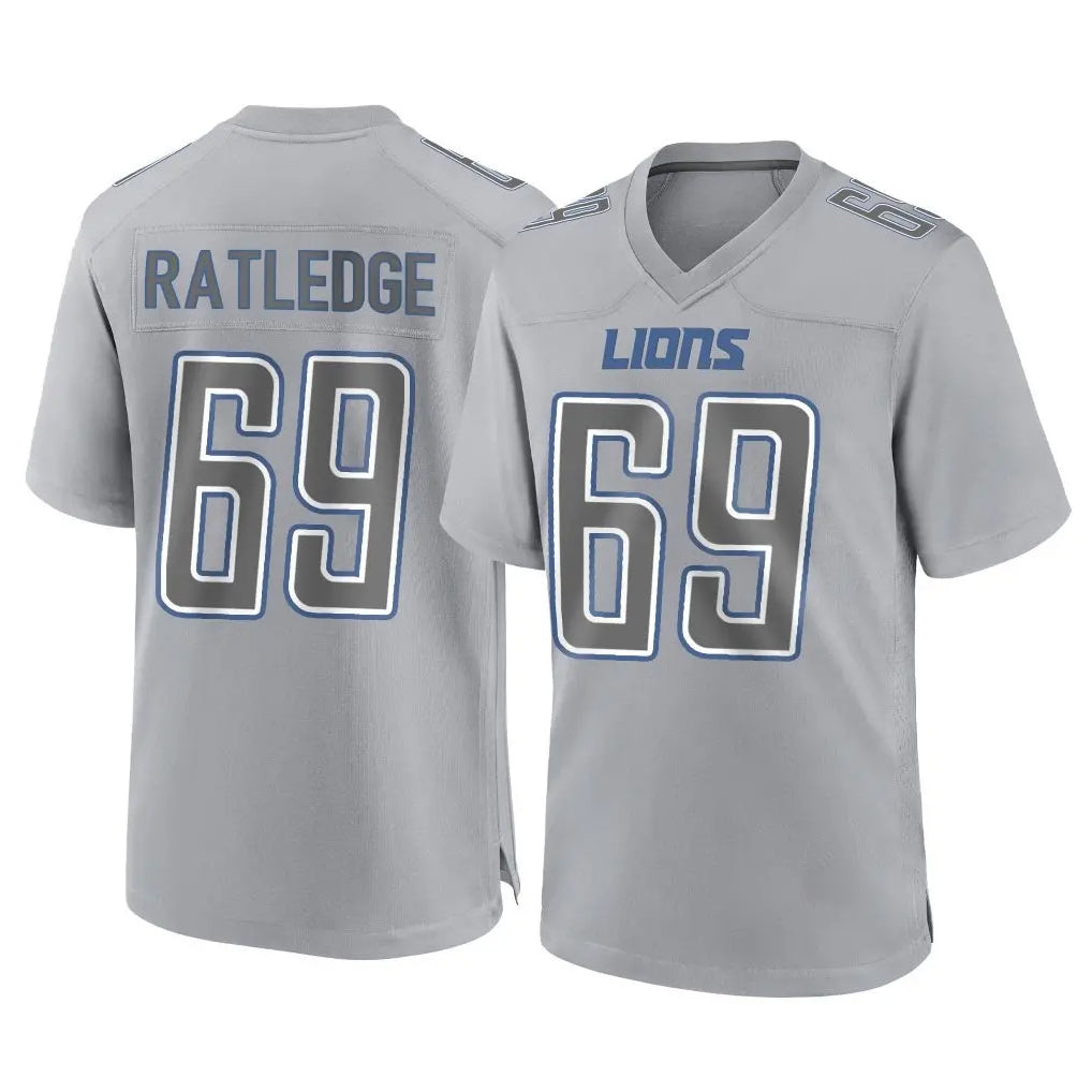Vanessashop D.Lions #69 Tate Ratledge Player Gray Atmosphere Fashion Home Game Stitched Jerseys