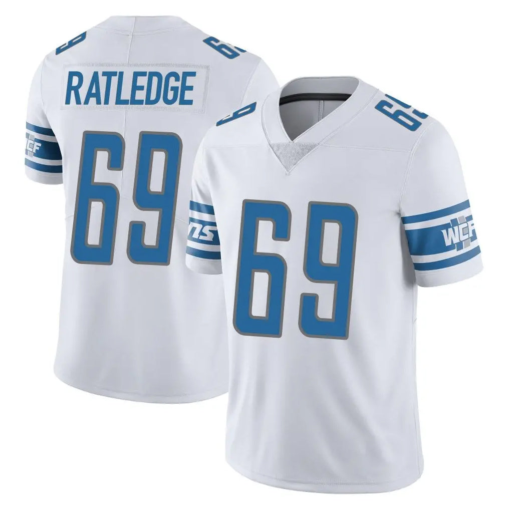 Vanessashop D.Lions #69 Tate Ratledge Player White Limited Vapor Untouchable Home Game Stitched Jerseys
