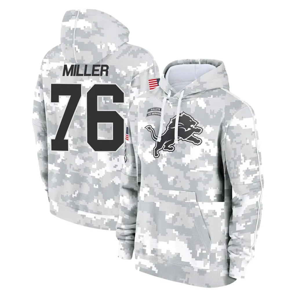 Vanessashop D.Lions #76 Blake Miller Player Arctic Camo Salute to Service Hoodies Limited Game Stitched Jerseys
