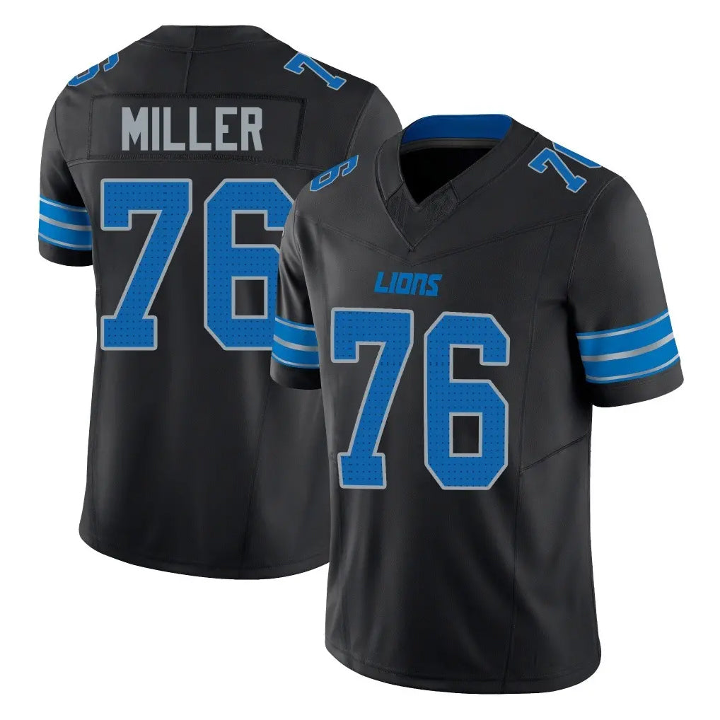 Vanessashop D.Lions #76 Blake Miller Player Black Alternate Vapor F.U.S.E. Limited Home Game Stitched Jerseys