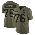 Vanessashop D.Lions #76 Blake Miller Player Olive 2025 Salute To Service Limited Home Game Stitched Jerseys