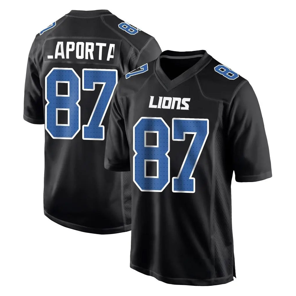 Vanessashop D.Lions #87 Sam LaPorta Player Black Fashion Home Game Stitched Jerseys