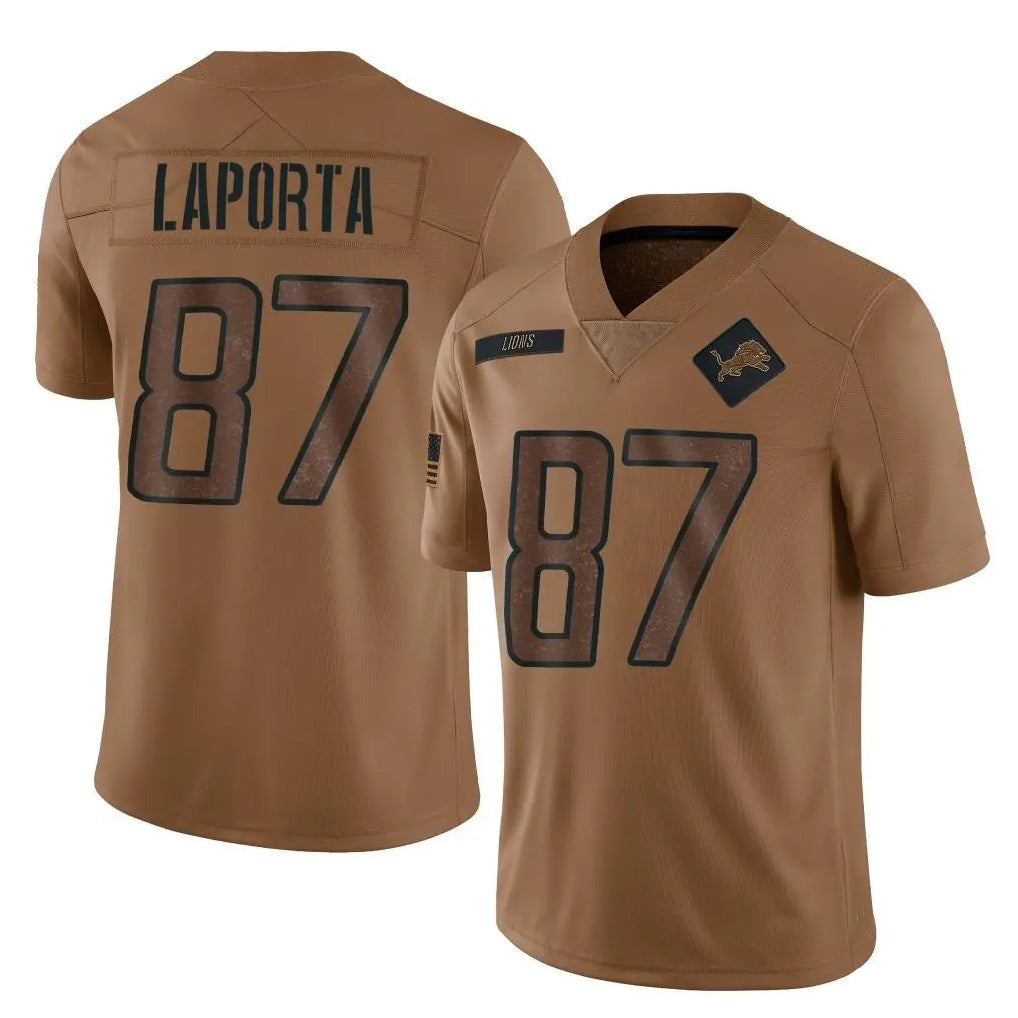 Vanessashop D.Lions #87 Sam LaPorta Player Brown Salute To Service Limited Stitched Jerseys