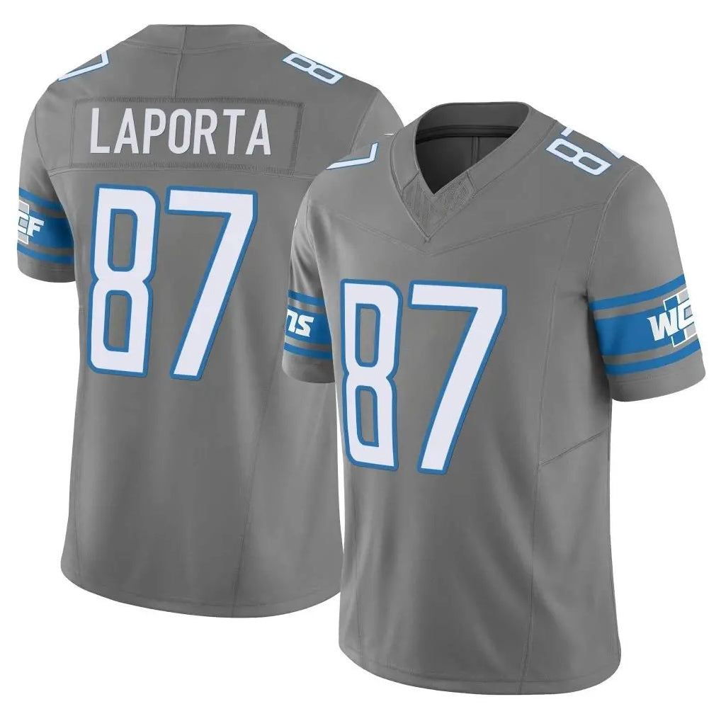 Vanessashop D.Lions #87 Sam LaPorta Player Gray Vapor F.U.S.E. Limited Home Game Stitched Jerseys