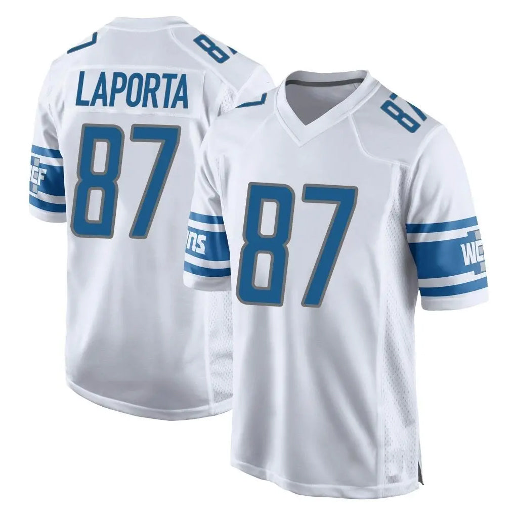 Vanessashop D.Lions #87 Sam LaPorta Player White Home Game Stitched Jerseys