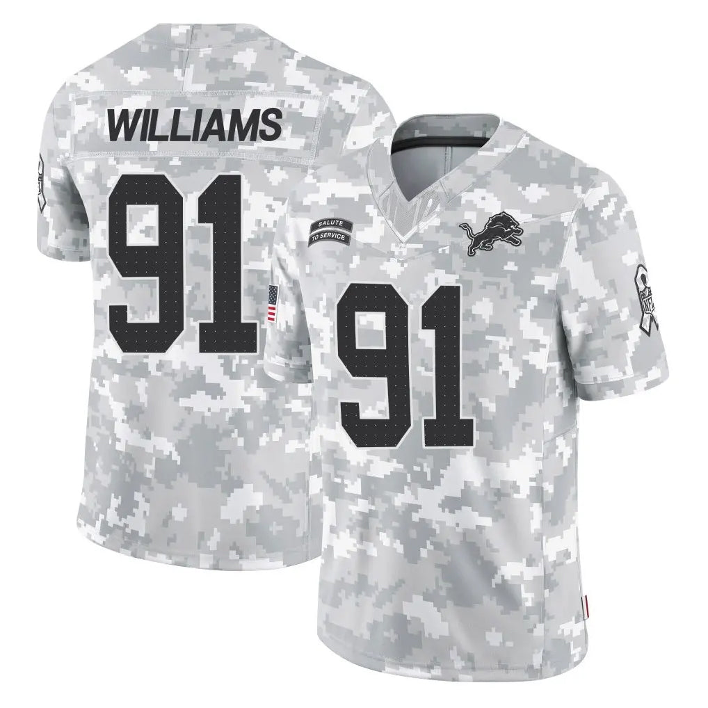 Vanessashop D.Lions #91 Tyleik Williams Player Arctic Camo Salute To Service Limited Stitched Jerseys