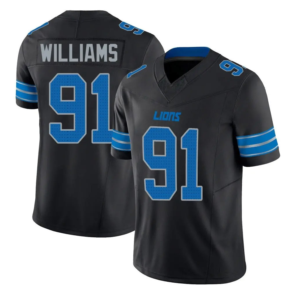 Vanessashop D.Lions #91 Tyleik Williams Player Black Alternate Vapor F.U.S.E. Limited Home Game Stitched Jerseys