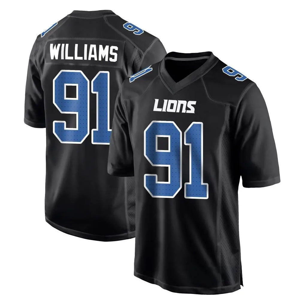 Vanessashop D.Lions #91 Tyleik Williams Player Black Fashion Home Game Stitched Jerseys