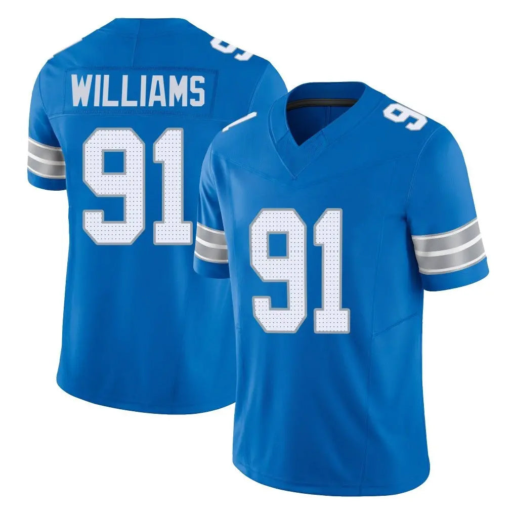 Vanessashop D.Lions #91 Tyleik Williams Player Blue Limited Vapor F.U.S.E. Alternate Home Game Stitched Jerseys
