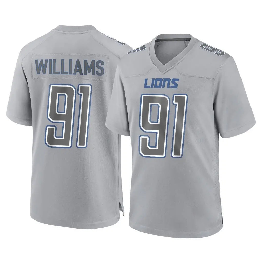 Vanessashop D.Lions #91 Tyleik Williams Player Gray Atmosphere Fashion Home Game Stitched Jerseys
