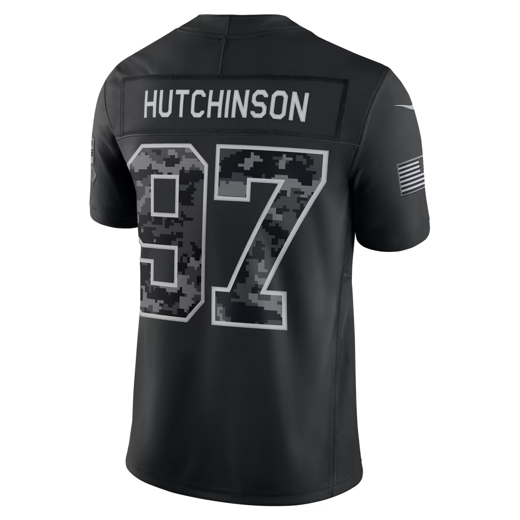 vanessashop  D.Lions #97 Aidan Hutchinson Black 2026 Salute to Service Stitched Limited Jersey