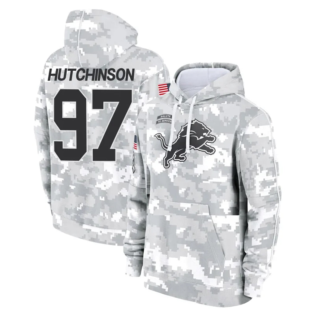 Vanessashop D.Lions #97 Aidan Hutchinson Player Arctic Camo Salute to Service Hoodies Limited Game Stitched Jerseys