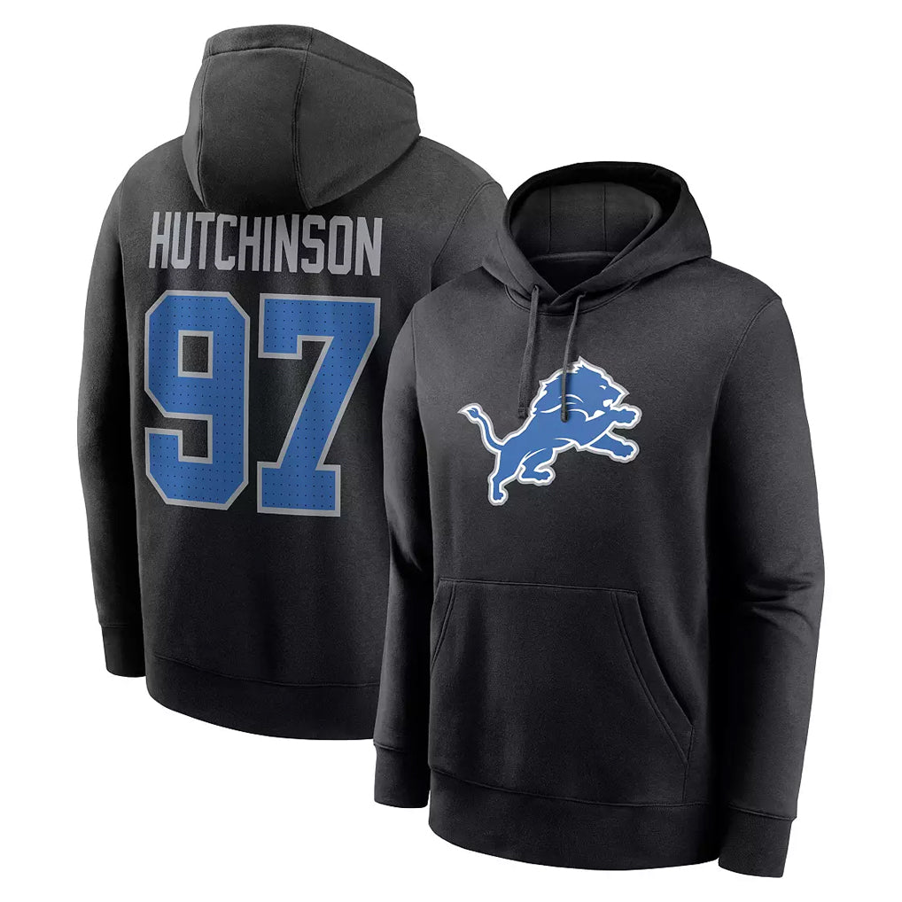 Vanessashop D.Lions #97 Aidan Hutchinson Player Black Pullover Hoodies Limited Game Stitched Jerseys