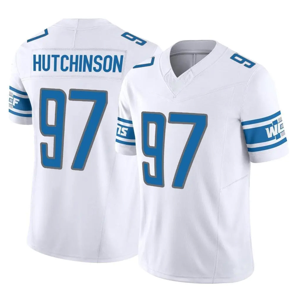 Vanessashop D.Lions #97 Aidan Hutchinson Player White Vapor F.U.S.E. Limited Home Game Stitched Jerseys