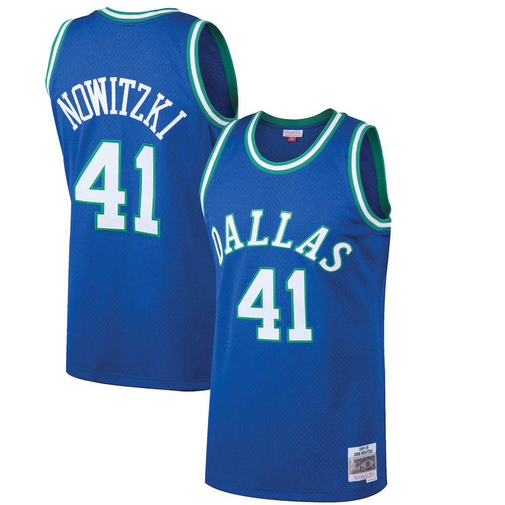 Vanessashop D.Mavericks #41 Dirk Nowitzki Mitchell & Ness Blue 199899 Hardwood Classics Swingman Jerseys