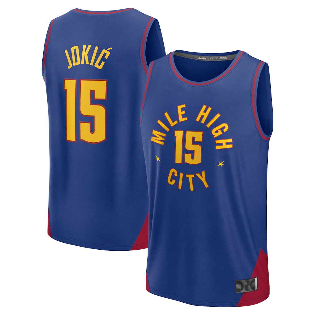 Vanessashop D.Nuggets #15 Nikola Jokic  Blue Fast Break Replica Player Jerseys - Statement Edition