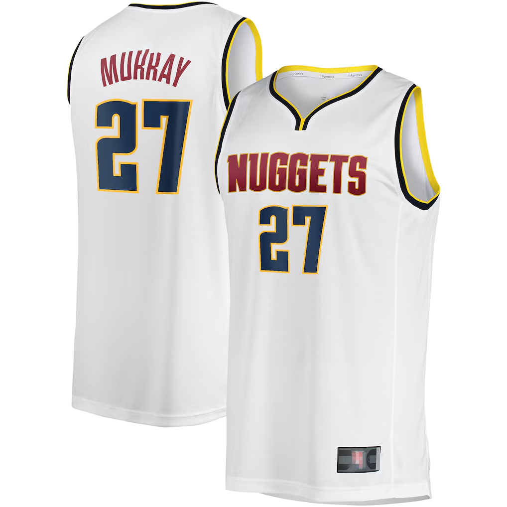 Vanessashop D.Nuggets #27 Jamal Murray  White Fast Break Player Jerseys - Association Edition