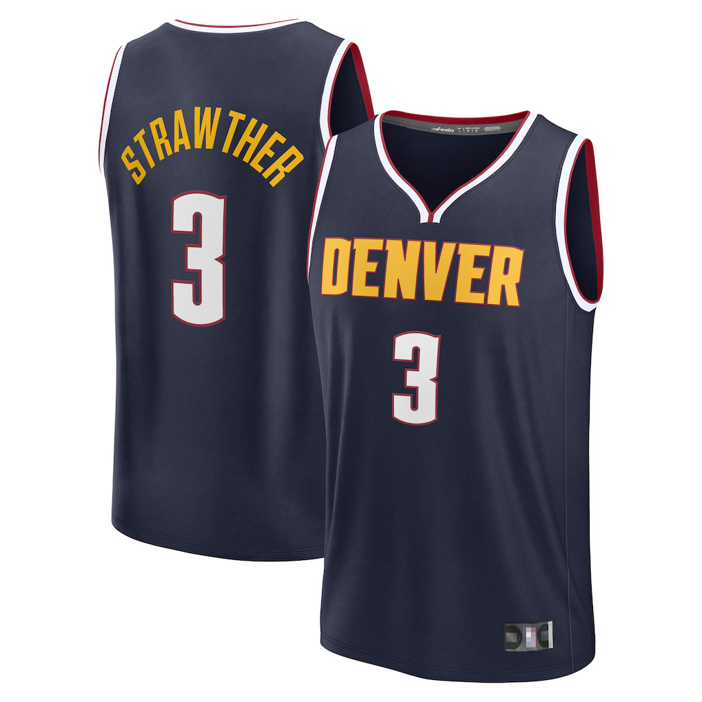 Vanessashop D.Nuggets #3 Julian Strawther Navy Fast Break Replica Player Jerseys - Icon Edition