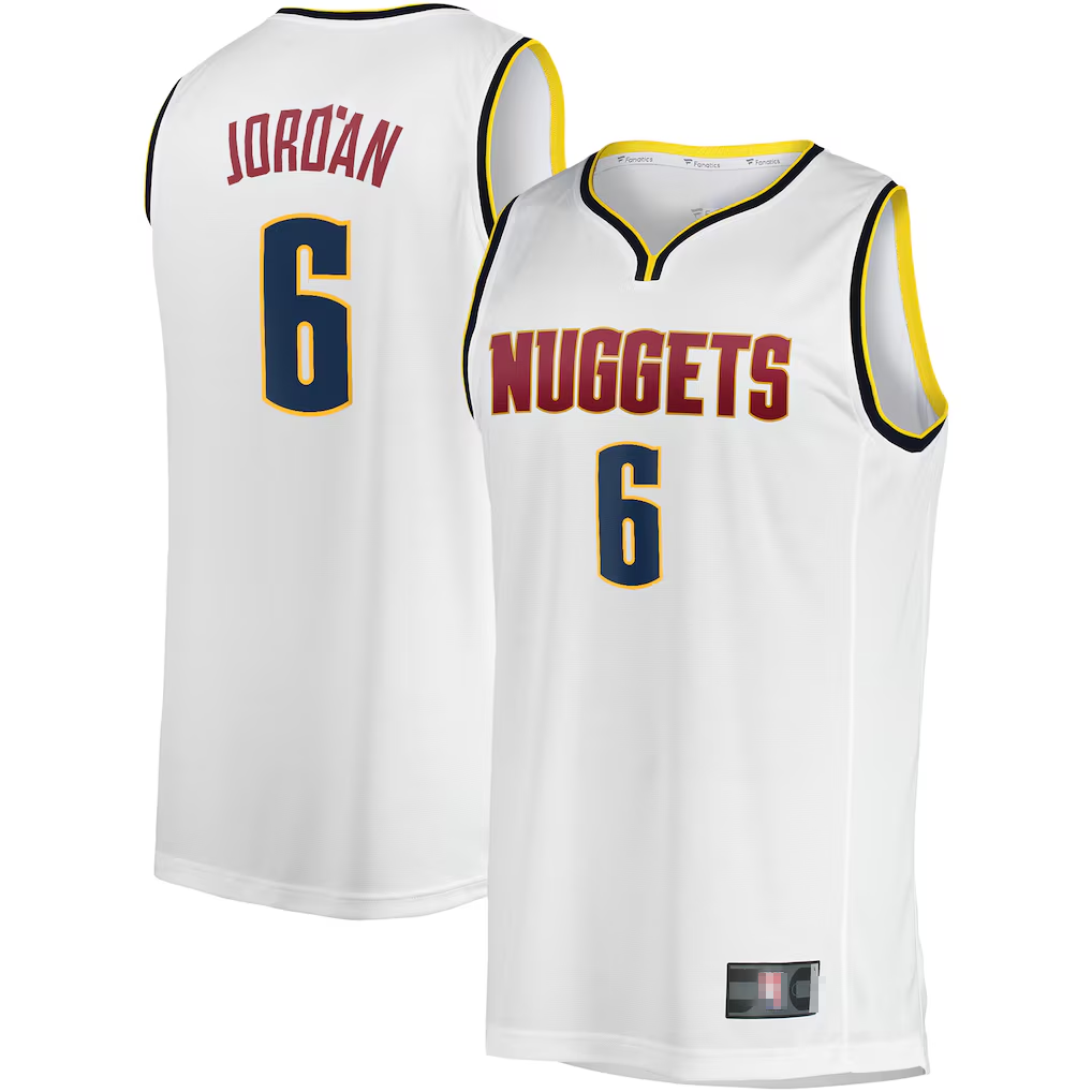 Vanessashop D.Nuggets #6 DeAndre Jordan White Fast Break Player Jerseys - Association Edition