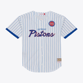 Vanessashop D.Pistons Mitchell & Ness White Head Coach Pinstripe Mesh Full-Button Baseball Jerseys