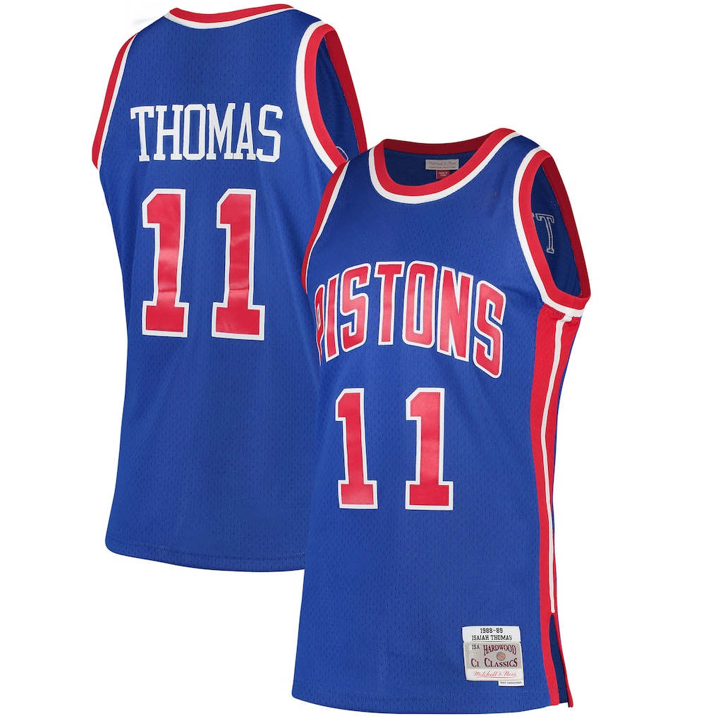 Vanessashop D.Pistons #11 Isiah Thomas Mitchell & Ness Blue 198889 Hardwood Classics Swingman Jerseys