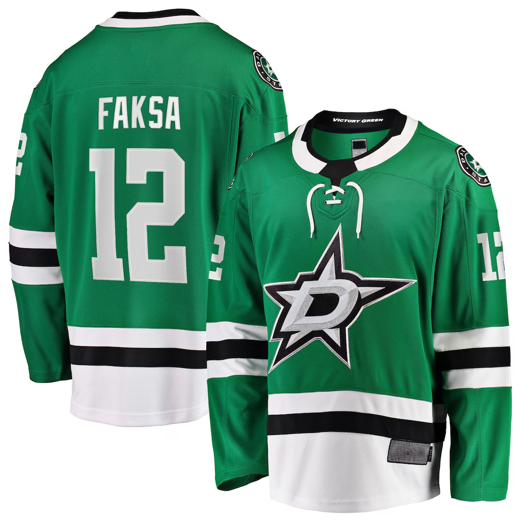 Vanessashop D.Stars #12 Radek Faksa Kelly Green Home Breakaway Jerseys