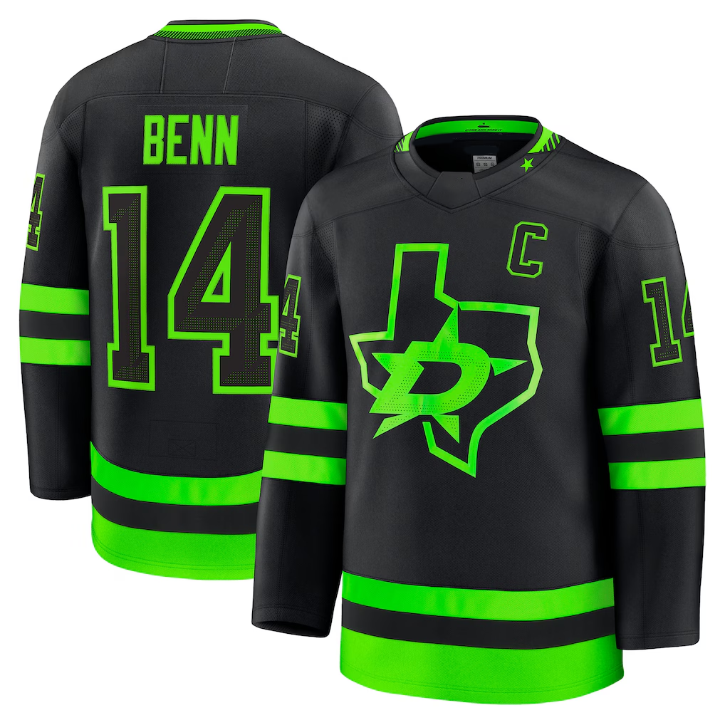 Vanessashop D.Stars #14 Jamie Benn Black Alternate Premium Jerseys