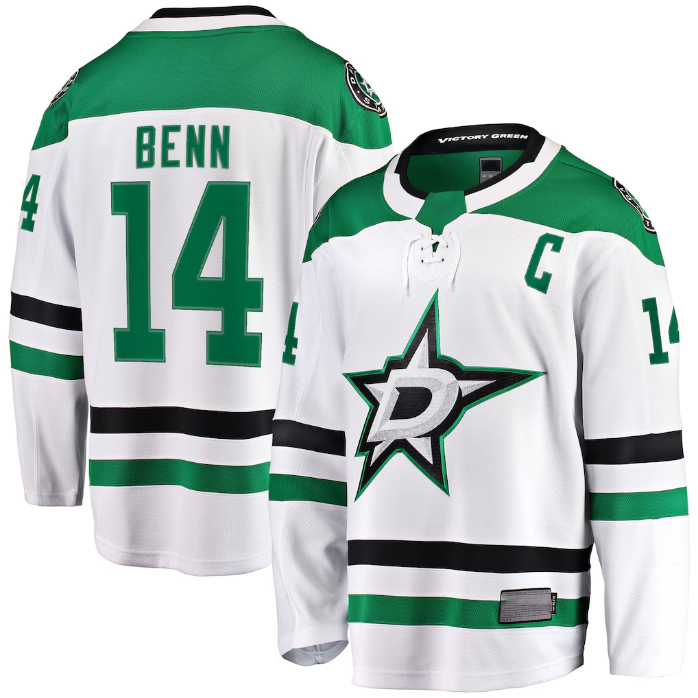 Vanessashop D.Stars #14 Jamie Benn White Breakaway Jerseys