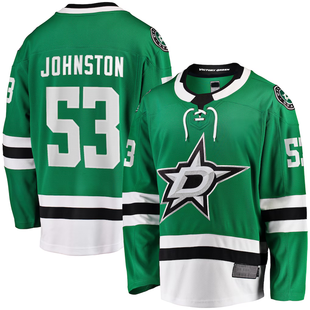 Vanessashop D.Stars #53 Wyatt Johnston Kelly Green Home Breakaway Player Jerseys