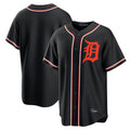 Vanessashop D.Tigers Black Fashion Out Home Game Blank Player Stitched Jerseys