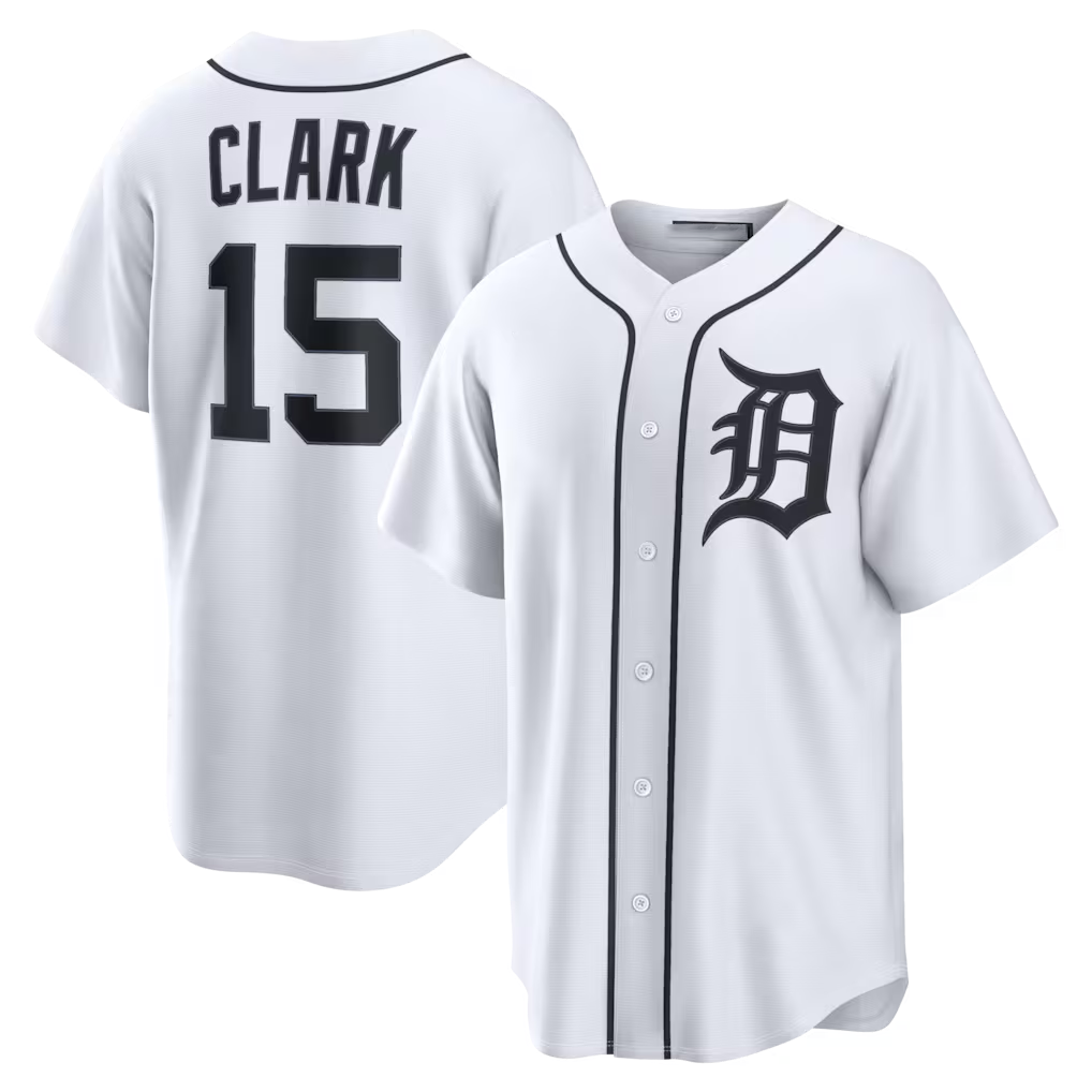 D.Tigers #15 Max Clark White Vanessashop Home Replica Jersey