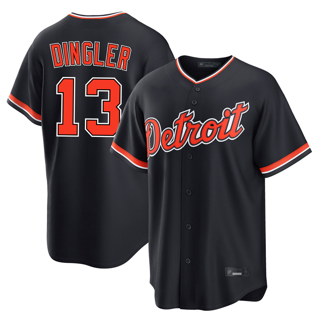 Vanessashop D.Tigers #13 Dillon Dingler Player Navy Home Game Stitched Jerseys