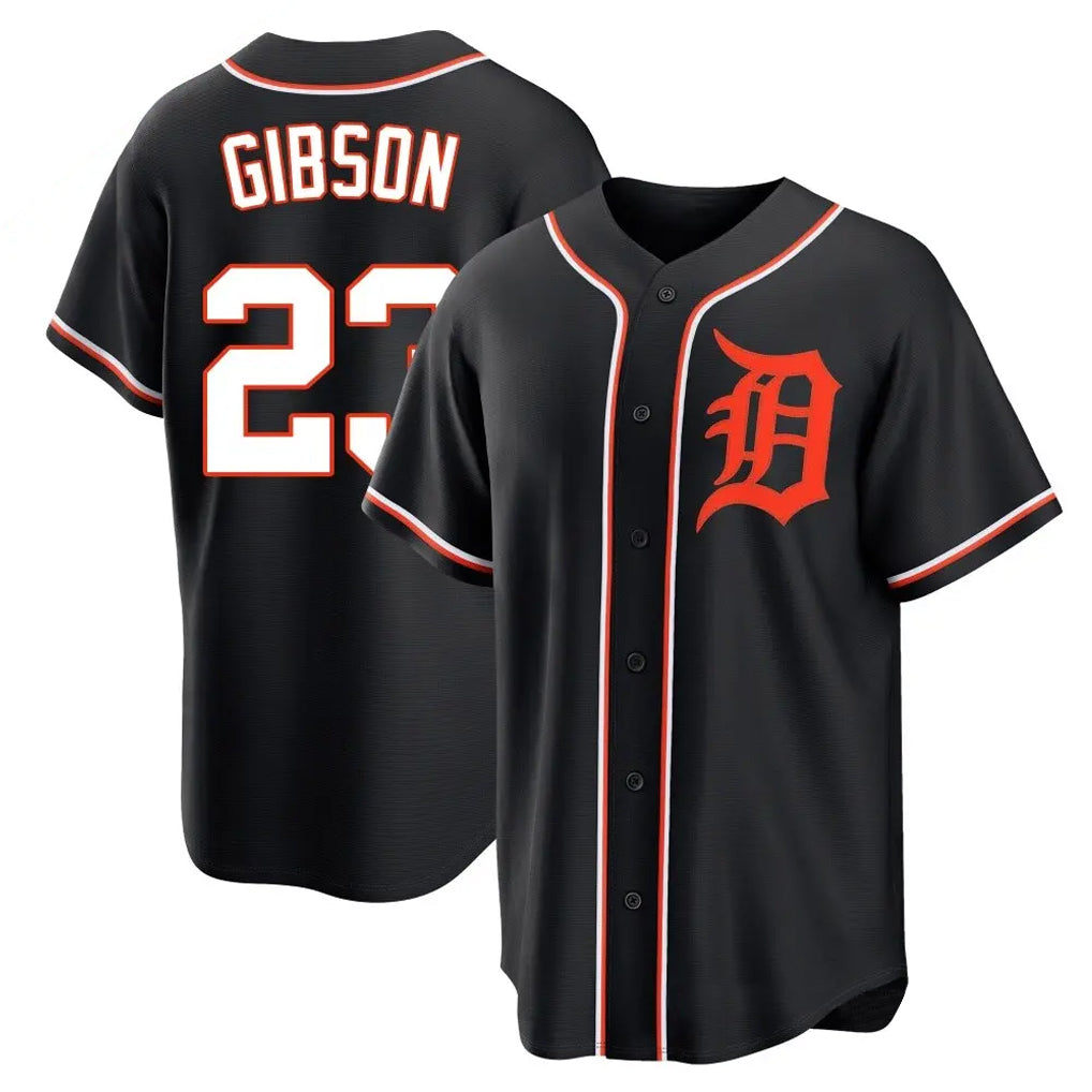 Vanessashop D.Tigers #23 Kirk Gibson Player Black Fashion Out Home Game Stitched Jerseys