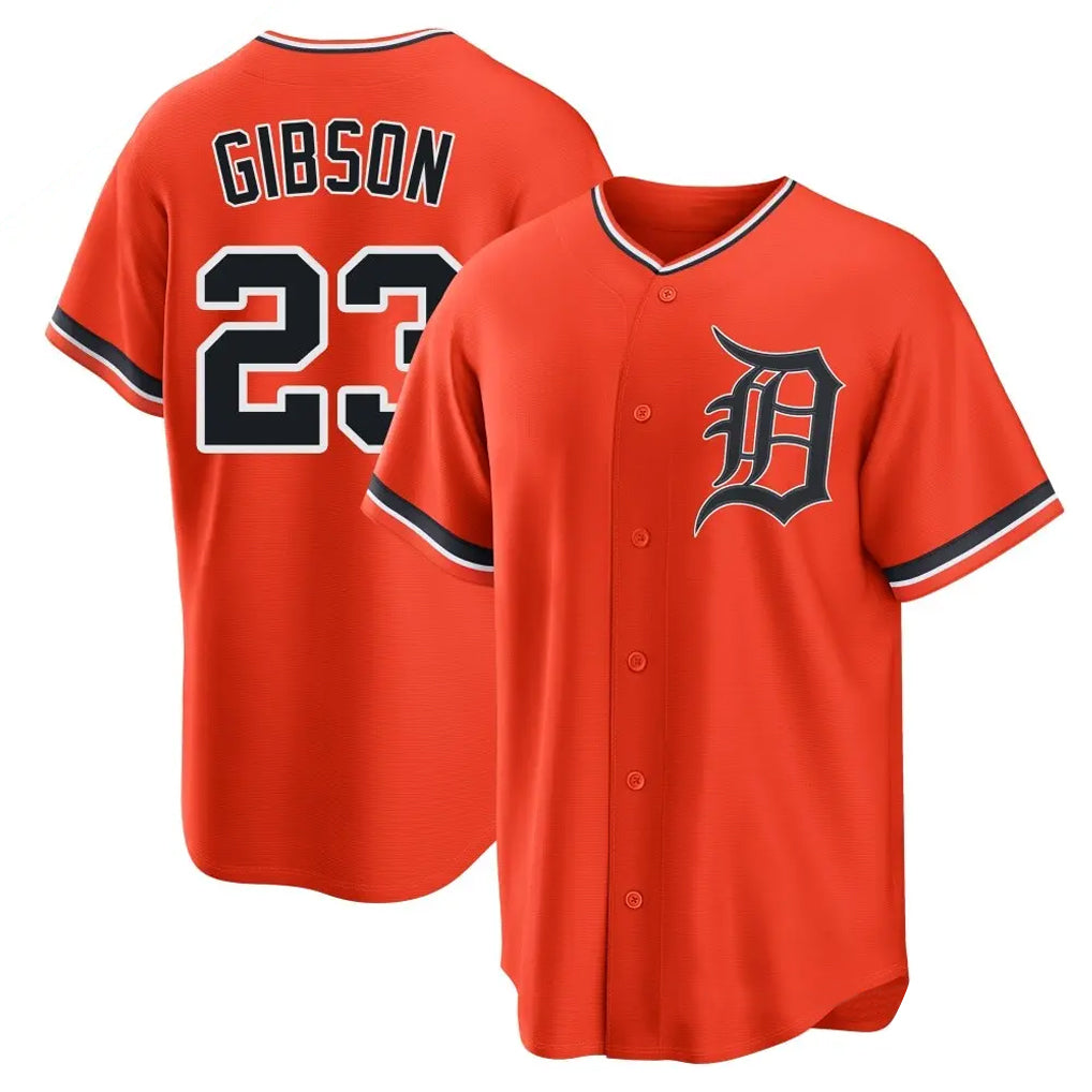 Vanessashop D.Tigers #23 Kirk Gibson Player Orange Home Game Stitched Jerseys