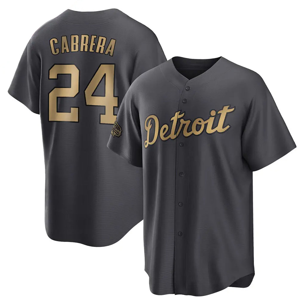 Vanessashop D.Tigers #24 Miguel Cabrera Player Charcoal All-Star Home Game Stitched Jerseys