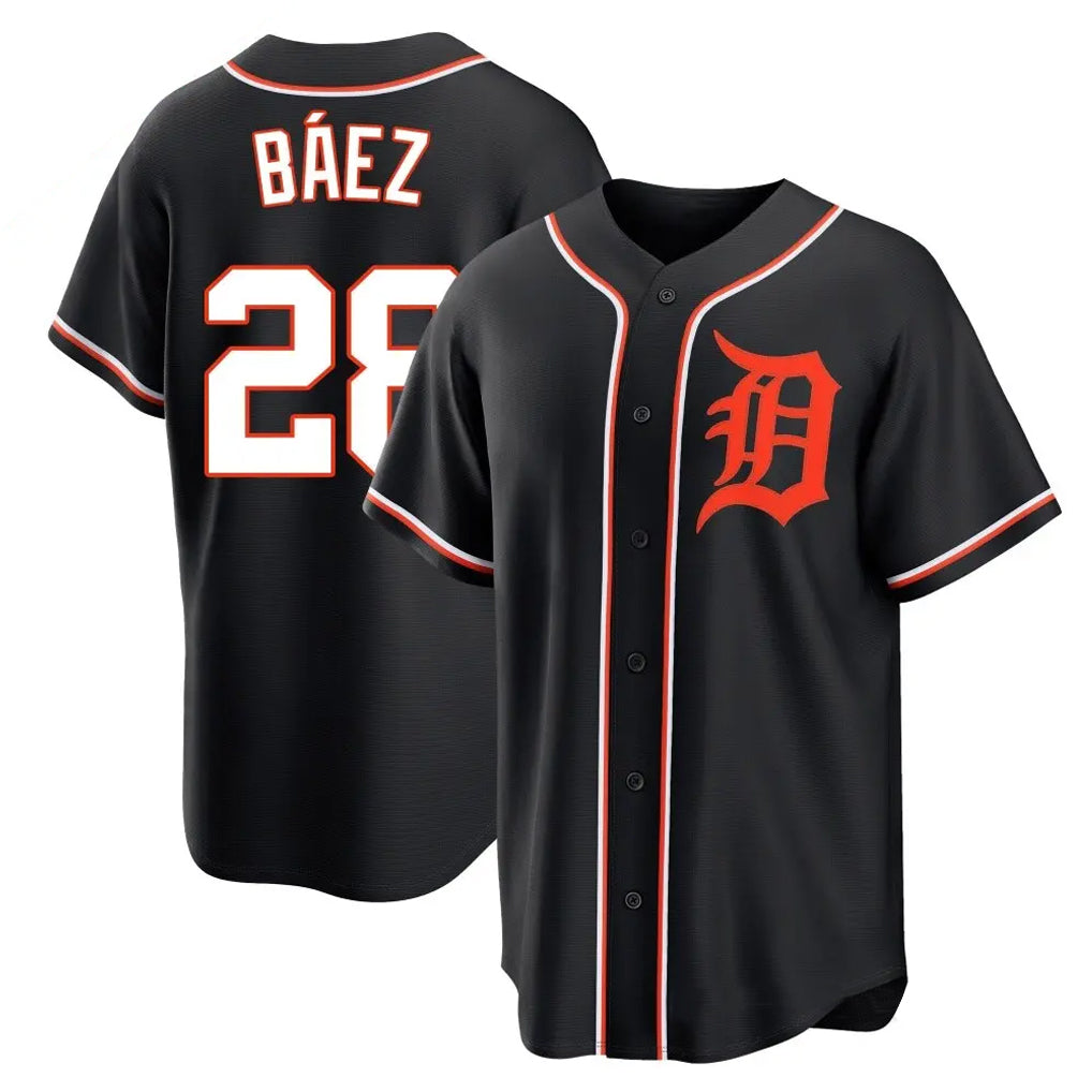 Vanessashop D.Tigers #28 Javier B¨¢ez Player Black Fashion Out Home Game Stitched Jerseys