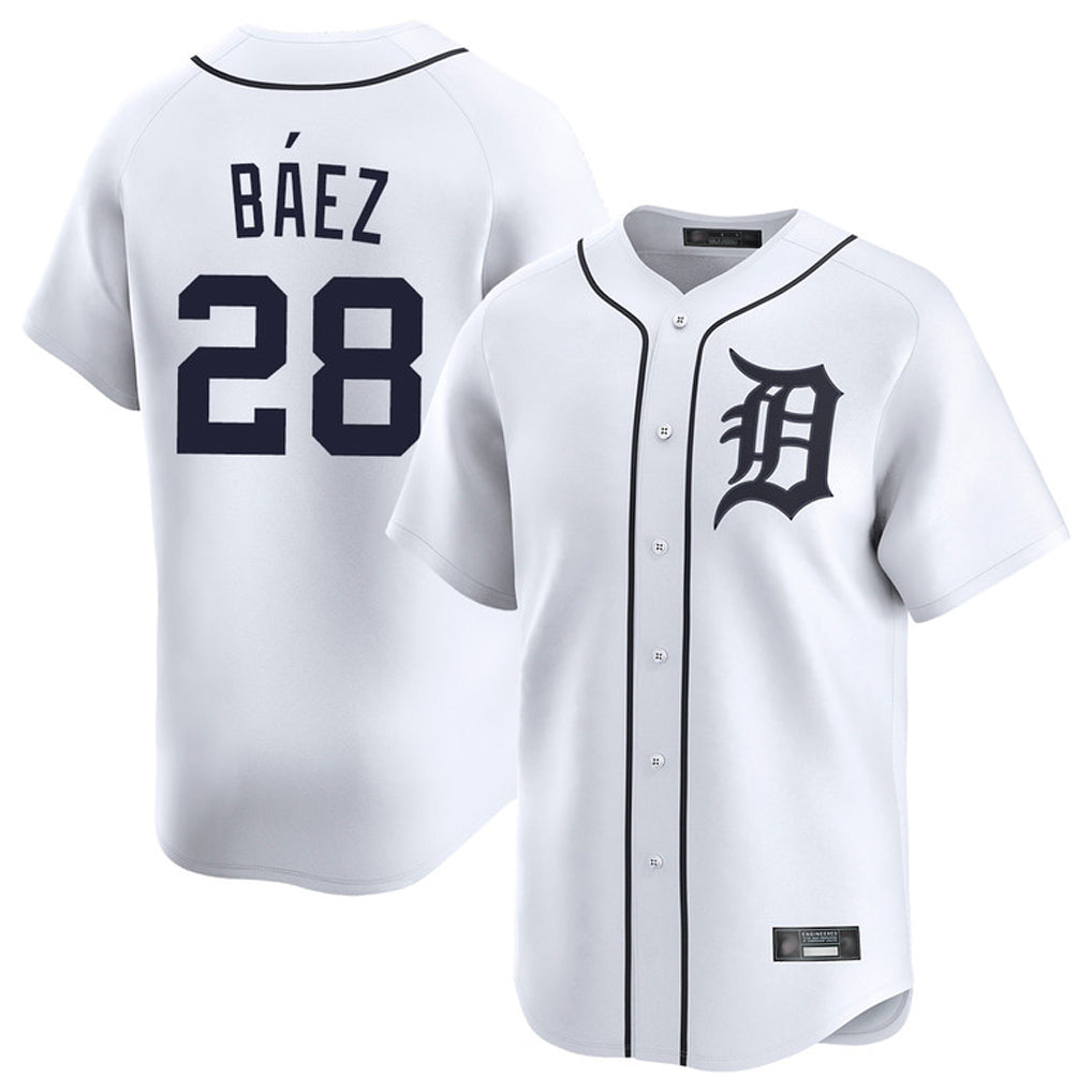 Vanessashop D.Tigers #28 Javier B¨¢ez Player White Home Limited Stitched Jerseys