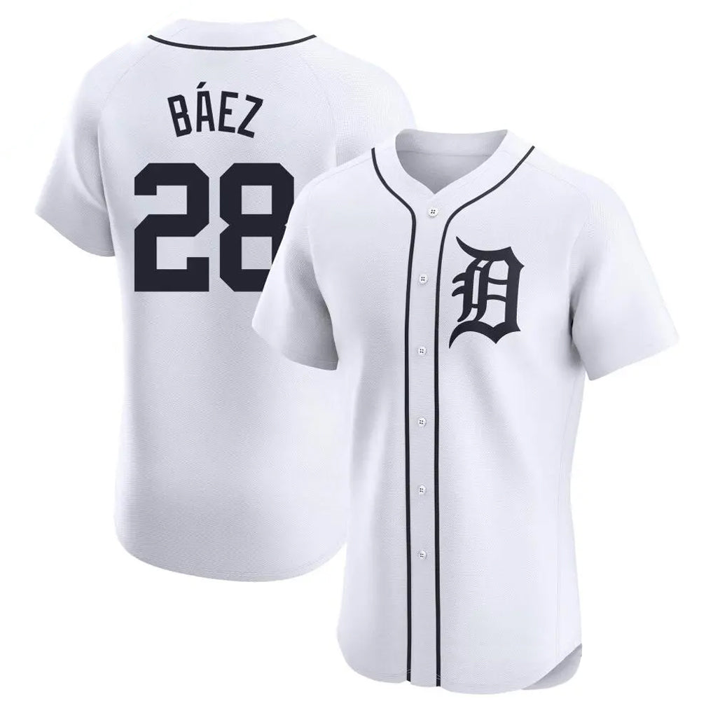 Vanessashop D.Tigers #28 Javier B¨¢ez Player White Limited Elite Home Stitched Jerseys