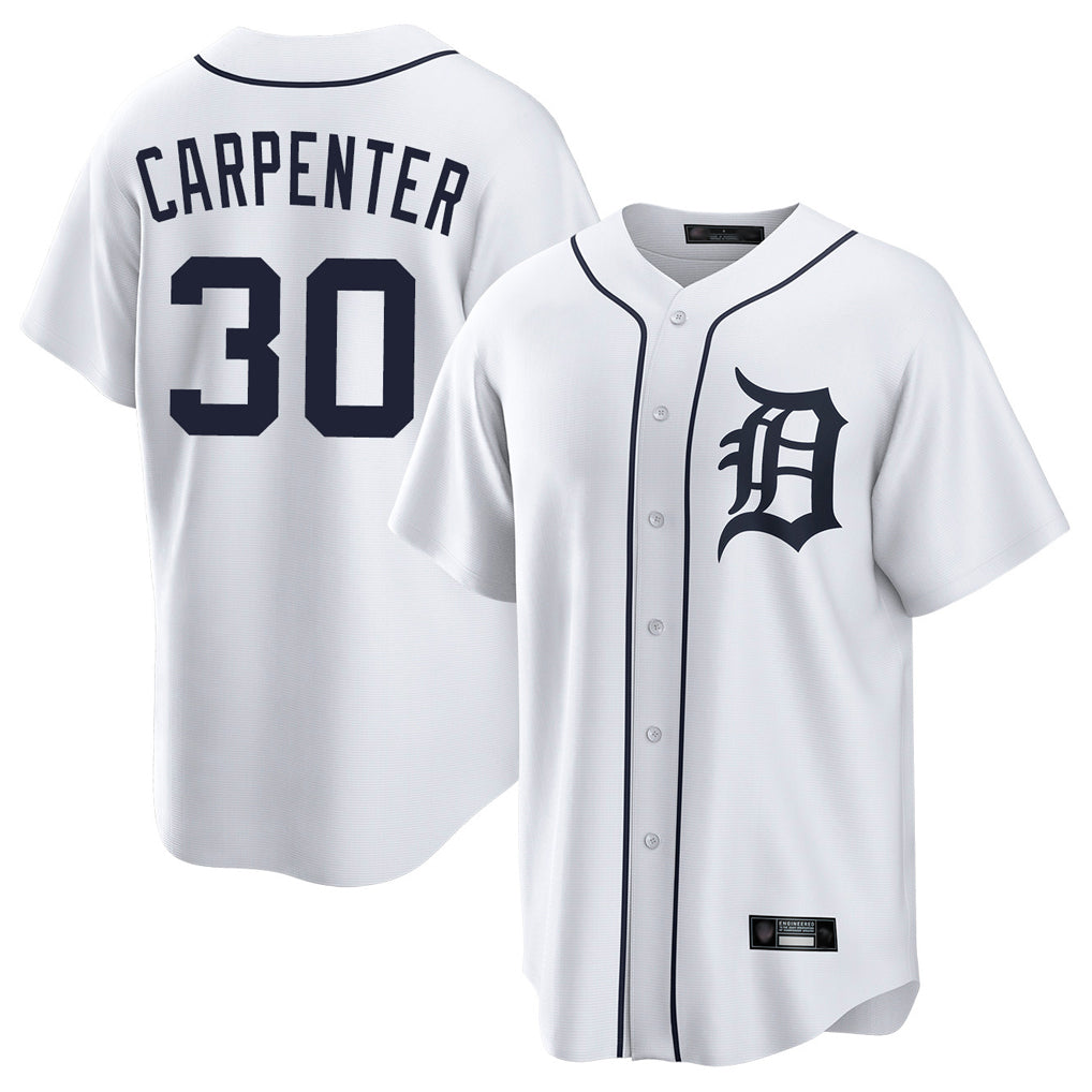 Vanessashop D.Tigers #30 Kerry Carpenter Player White Home Game Stitched Jerseys
