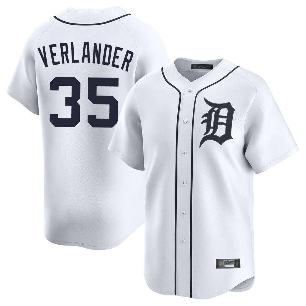 Vanessashop D.Tigers #35 Justin Verlander Player White Home Limited Stitched Jerseys