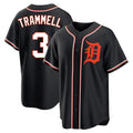 Vanessashop D.Tigers #3 Alan Trammell Player Black Fashion Out Home Game Stitched Jerseys