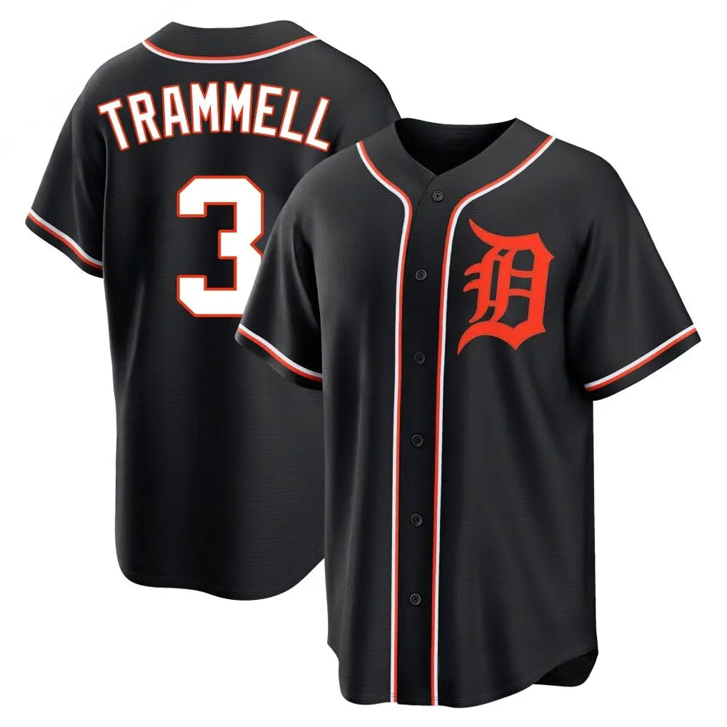 Vanessashop D.Tigers #3 Alan Trammell Player Black Fashion Out Home Game Stitched Jerseys