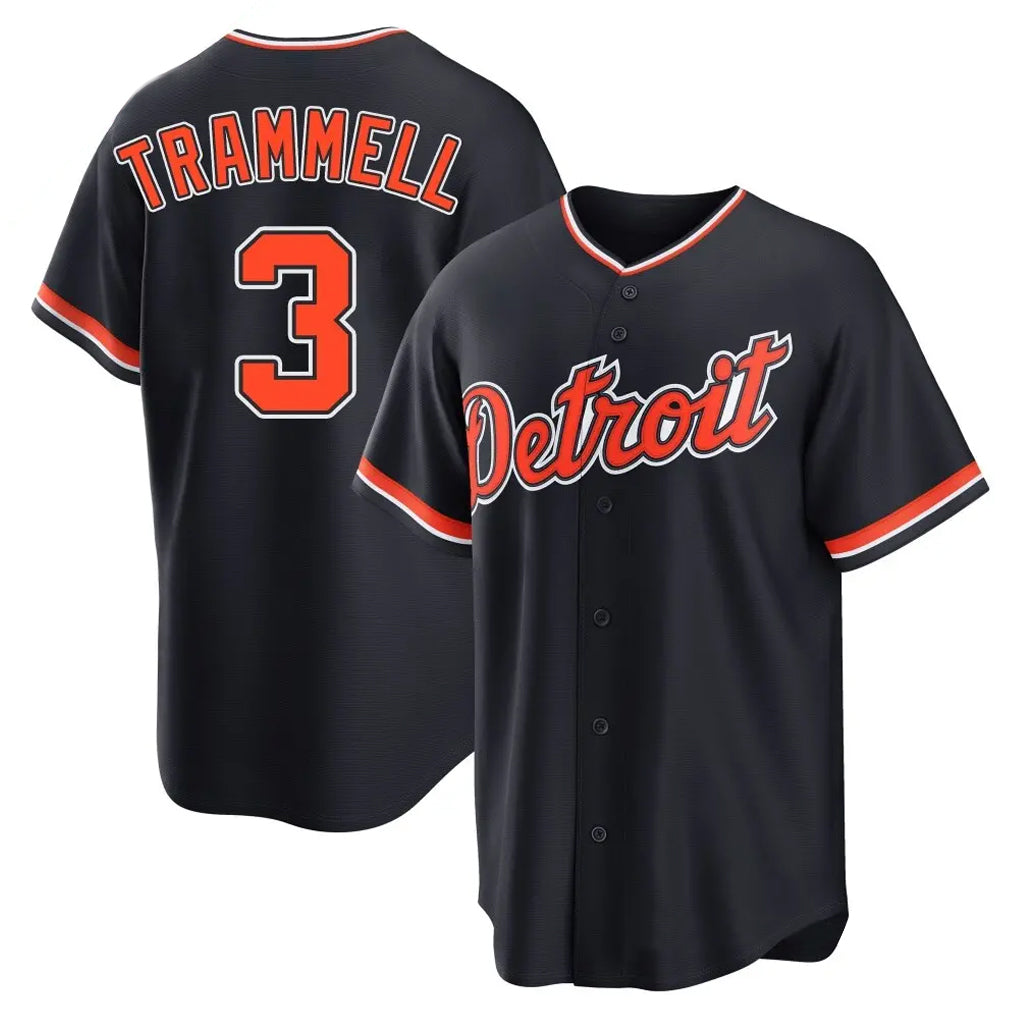 Vanessashop D.Tigers #3 Alan Trammell Player Navy Home Game Stitched Jerseys